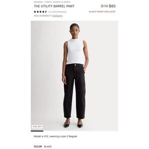 Everlane Utility Barrel Pant Womens 6 Black Stretch Staple Everyday Organic
